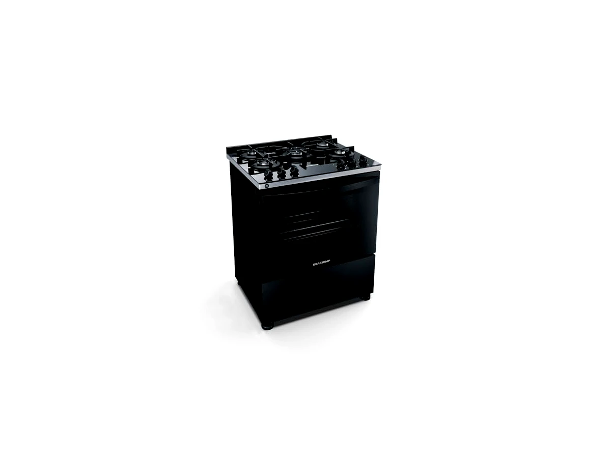 Fogão Brastemp 5 Bocas Preto com Mesa de Vidro